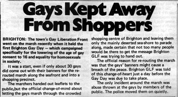 Press article with title: Gays Kept Away From Shoppers