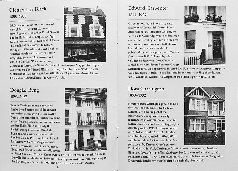 Pages from the book with photos of buildings