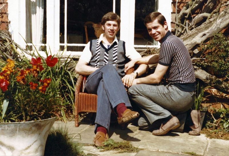 Two men in a garden