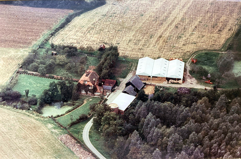 Aerial view of a farm and countryside