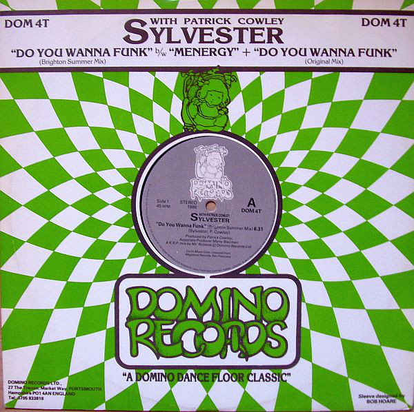 Green and white patterned harlequin design record cover