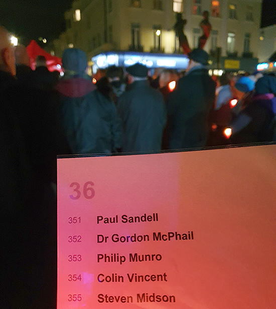 A list of names including Colin Vincent